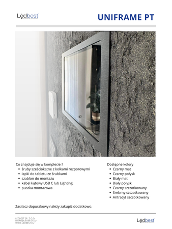 Ramka podtynkowa do tabletu UNIFRAME czarny mat