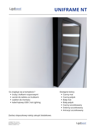 Ramka natynkowa do tabletu UNIFRAME czarny mat