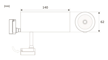 Reflektor LED na szynę 3 fazową produkcja polska 10W czarny 3000K rozsył światła 15 stopni