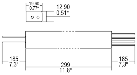Zasilacz TCI Super Slim 127462 DALI / Push dimm IP54  385 x 13 x 19 mm