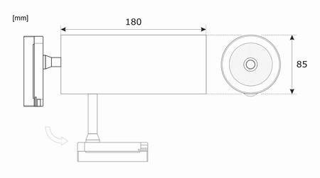 Reflektor LED na szynę 3 fazową produkcja polska 20W czarny 4000K rozsył światła 24 stopnie
