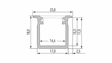 Profil LED LUMINES typ G inox anodowany 2,02 m