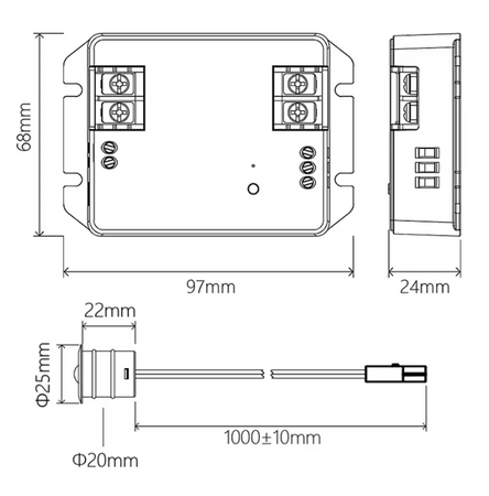 BS64 to programowalny kontroler schodowy (PLC) w komplecie z 2 czujnikami. TUYA, BLE , RF 2,4Hz