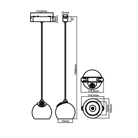 Tracklight LED Luxo 48V 10W 4000K Mars wisząca biała